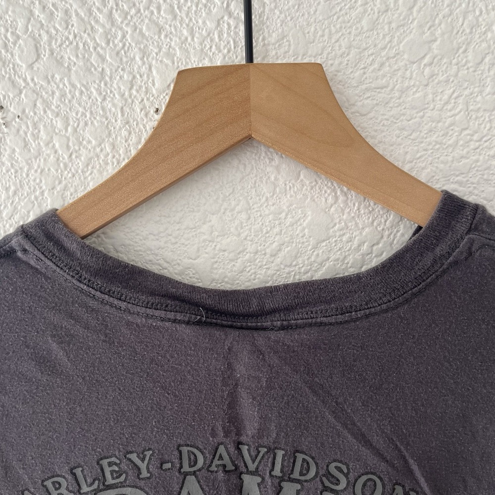 Harley Davidson Shirt Mens Sz XL Gray Helmet Skull Tee Grunge Biker Motorcycles - Picture 14 of 16